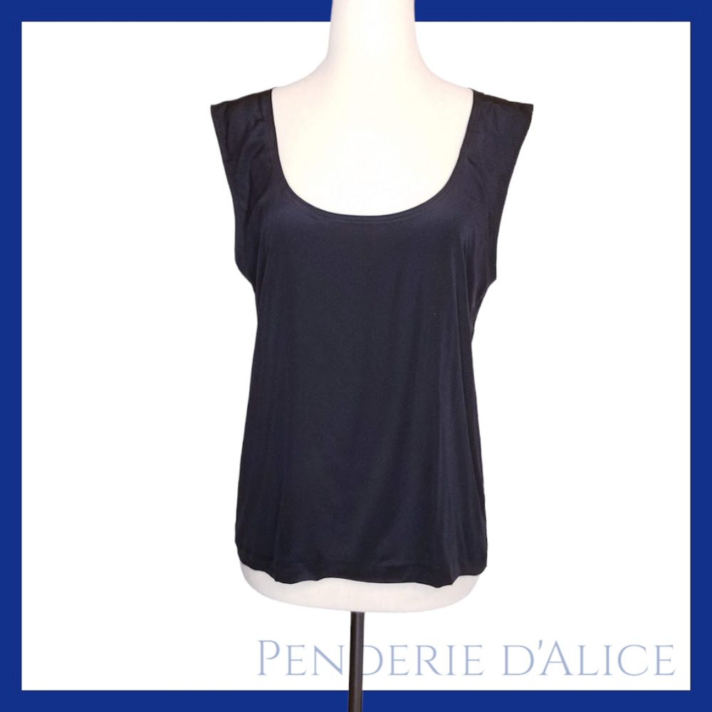 Genny by Gianni Versace silk scoop neck sleeveless shell black sz IT 40 US 6